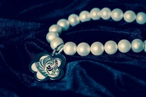pearl bracelet with silver charm