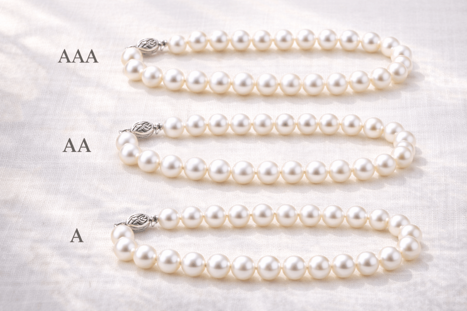 درجات جودة أساور اللؤلؤ الحقيقية في المملكة المتحدة