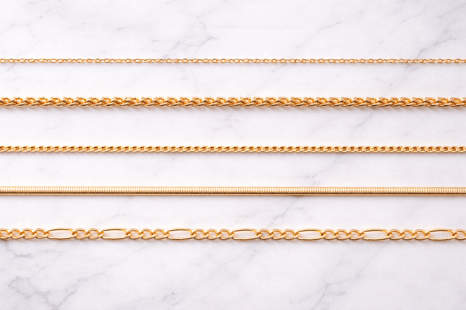 أنماط السلاسل لقلادات الذهب النسائية