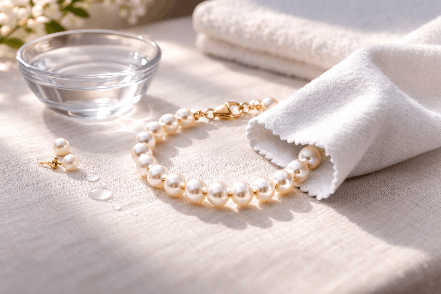 العناية بأساور اللؤلؤ