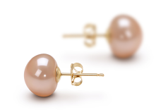 9-10mm AAA Quality Freshwater Cultured Pearl Earring Pair in Pink