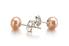 6-7mm AA Quality Freshwater Cultured Pearl Earring Pair in Pink