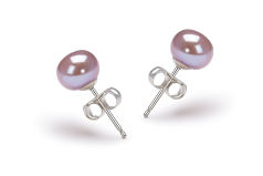 6-7mm AA Quality Freshwater Cultured Pearl Earring Pair in Lavender