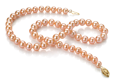 6-7mm AA Quality Freshwater Cultured Pearl Set in Pink