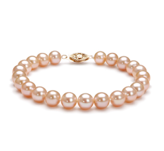 7-8mm AA Quality Freshwater Cultured Pearl Bracelet in Pink