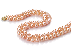 7-8mm AA Quality Freshwater Cultured Pearl Necklace in Jamilia Pink