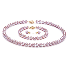 6-6.5mm AAAA Quality Freshwater Cultured Pearl Set in Lavender