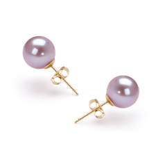 7-8mm AAAA Quality Freshwater Cultured Pearl Earring Pair in Lavender