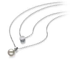 7-8mm AA Quality Japanese Akoya Cultured Pearl Necklace in Ramona White