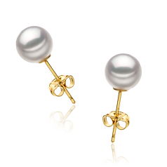 6.5-7mm Hanadama - AAAA Quality Japanese Akoya Cultured Pearl Earring Pair in Hanadama White