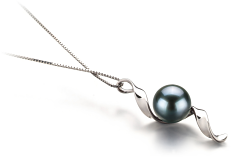 7-8mm AA Quality Japanese Akoya Cultured Pearl Pendant in Elva Black