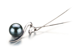 8-9mm AA Quality Japanese Akoya Cultured Pearl Pendant in Dionne Black