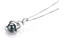 8-9mm AAA Quality Japanese Akoya Cultured Pearl Pendant in Eldova Black