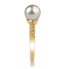7.5-8mm AAA Quality Japanese Akoya Cultured Pearl Ring in Anne White