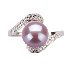 9-10mm AA Quality Freshwater Cultured Pearl Ring in Chantel Lavender