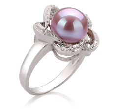 9-10mm AA Quality Freshwater Cultured Pearl Ring in Fiona Lavender