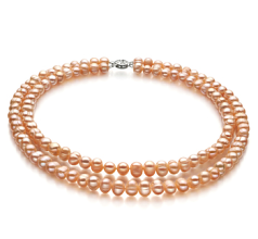 6-7mm A Quality Freshwater Cultured Pearl Necklace in Jara Pink