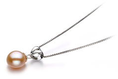 9-10mm AA Quality Freshwater Cultured Pearl Pendant in Sally Pink