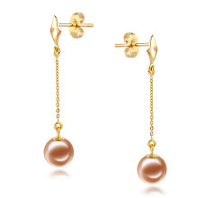 6-7mm AAAA Quality Freshwater Cultured Pearl Earring Pair in Misha Pink