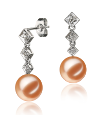 9-10mm AAAA Quality Freshwater Cultured Pearl Earring Pair in Rozene Pink