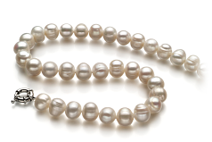 10-11mm A Quality Freshwater Cultured Pearl Necklace in Single White
