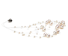 3-9mm A Quality Freshwater Cultured Pearl Necklace in Mary White