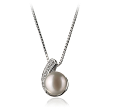7-8mm AA Quality Freshwater Cultured Pearl Pendant in Claudia White
