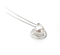 9-10mm AA Quality Freshwater Cultured Pearl Pendant in Kelly White