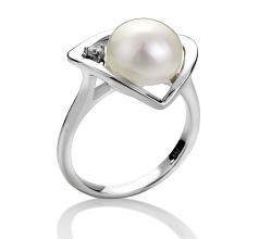 9-10mm AA Quality Freshwater Cultured Pearl Ring in Katie Heart White