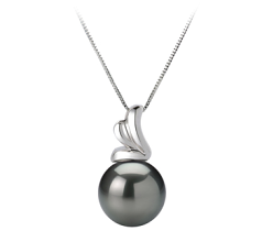 10-10.5mm AAA Quality Tahitian Cultured Pearl Pendant in Amara Black