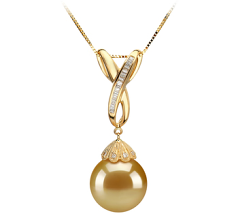 12-13mm AAA Quality South Sea Cultured Pearl Pendant in Edwina Gold