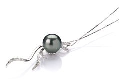 10-10.5mm AAA Quality Tahitian Cultured Pearl Pendant in Florence Black