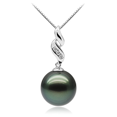 10-10.5mm AAA Quality Tahitian Cultured Pearl Pendant in Seductive Black