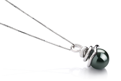 8-9mm AAA Quality Tahitian Cultured Pearl Pendant in Demetria Black