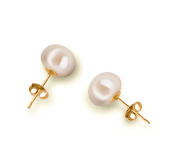 8-9mm AAA Quality Freshwater Cultured Pearl Earring Pair in White