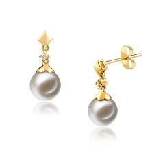 7-8mm AAAA Quality Freshwater Cultured Pearl Earring Pair in Georgia White