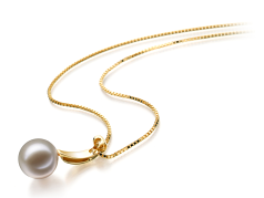 9-10mm AAAA Quality Freshwater Cultured Pearl Pendant in Sora White