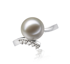 9-10mm AAAA Quality Freshwater Cultured Pearl Ring in Grace White