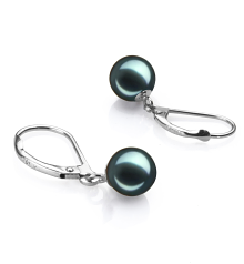 7-8mm AA Quality Japanese Akoya Cultured Pearl Earring Pair in Marcella Black