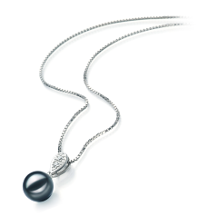 7-8mm AA Quality Japanese Akoya Cultured Pearl Pendant in Daria Black