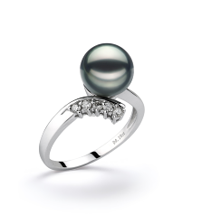 8-9mm AA Quality Japanese Akoya Cultured Pearl Ring in Grace Black