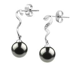 8-9mm AAA Quality Japanese Akoya Cultured Pearl Earring Pair in Tamara Black