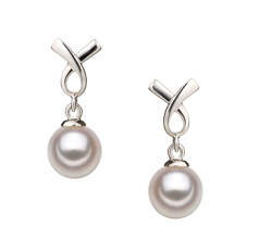 6-7mm AA Quality Japanese Akoya Cultured Pearl Earring Pair in Riley White