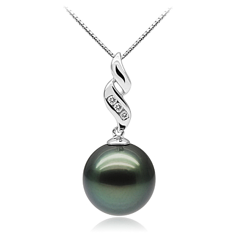 9-11mm AAA Quality Tahitian Cultured Pearl Set in Seductive Black