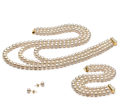 6-7mm AA Quality Freshwater Cultured Pearl Set in Lucille White