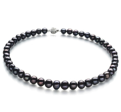 8-9mm A Quality Freshwater Cultured Pearl Necklace in Kaitlyn Black