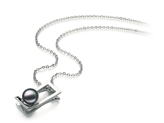 7-8mm AA Quality Freshwater Cultured Pearl Pendant in Athena Black