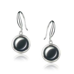 9-10mm AA Quality Freshwater Cultured Pearl Earring Pair in Holly Black