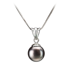 9-10mm AA Quality Freshwater Cultured Pearl Pendant in Nancy Black