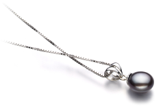 9-10mm AA Quality Freshwater Cultured Pearl Pendant in Sally Black